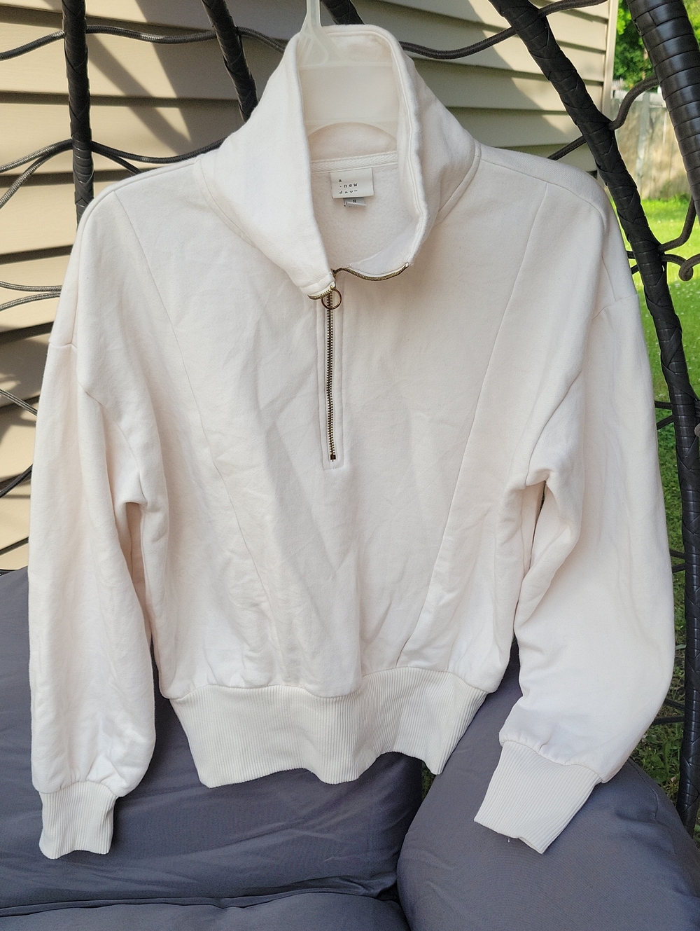 a new day Cream Half-Zip Funnel Neck Sweatshirt